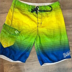 Billabong Men's Yellow Green Blue Ombre Boardshorts